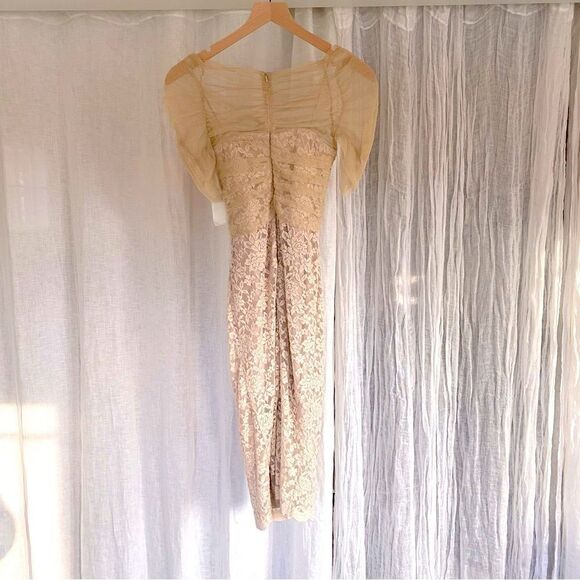 Badgley Mischka Mesh & Lace Stretch Midi Dress - Picture 6 of 8